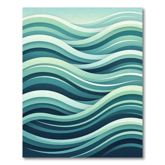 Aqua Green Layered Wave Rug