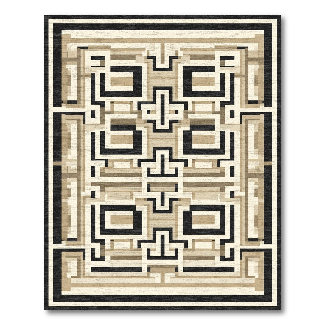 Geometric Lattice Beige Black Rug