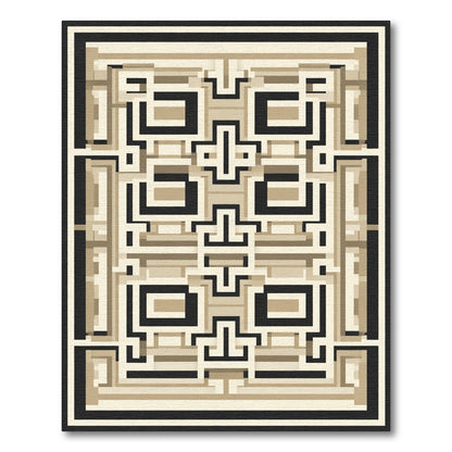 Geometric Lattice Beige Black Rug