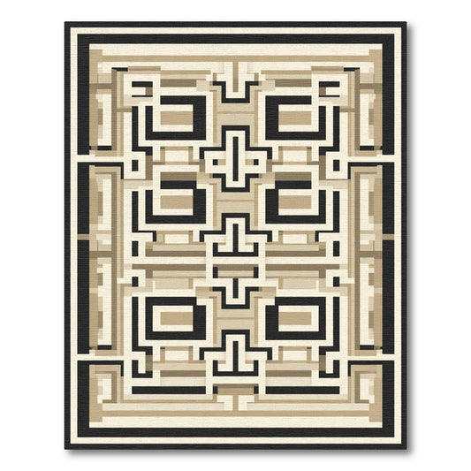 Geometric Lattice Beige Black Rug