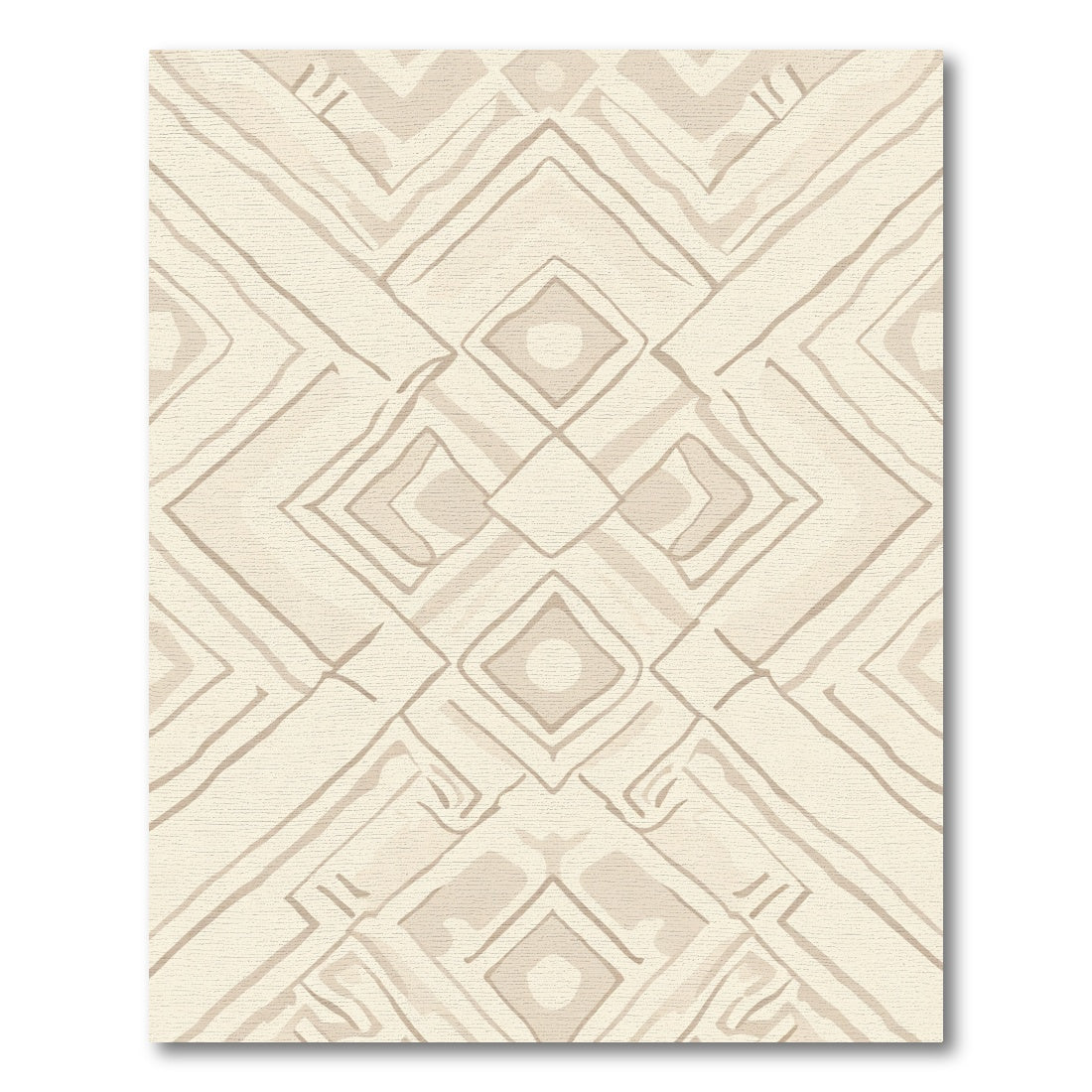 Earthy Cream Geometric Diamond Abstract Rug