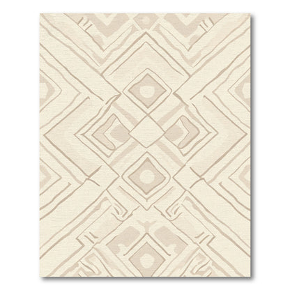 Earthy Cream Geometric Diamond Abstract Rug