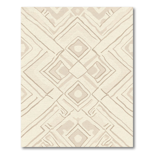 Earthy Cream Geometric Diamond Abstract Rug