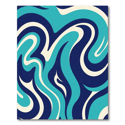 Deep Blue Swirl Flow Rug