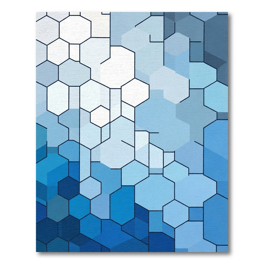 Geometric Blues Hexagon Assembly Rug