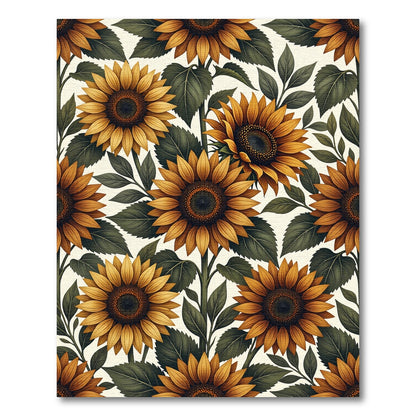 Golden Sunflower Botanical Floral Artwork Rug