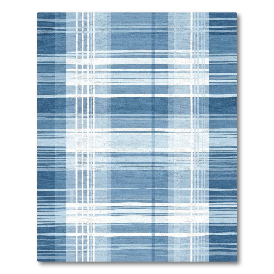 Modern Blue White Plaid Lines Rug