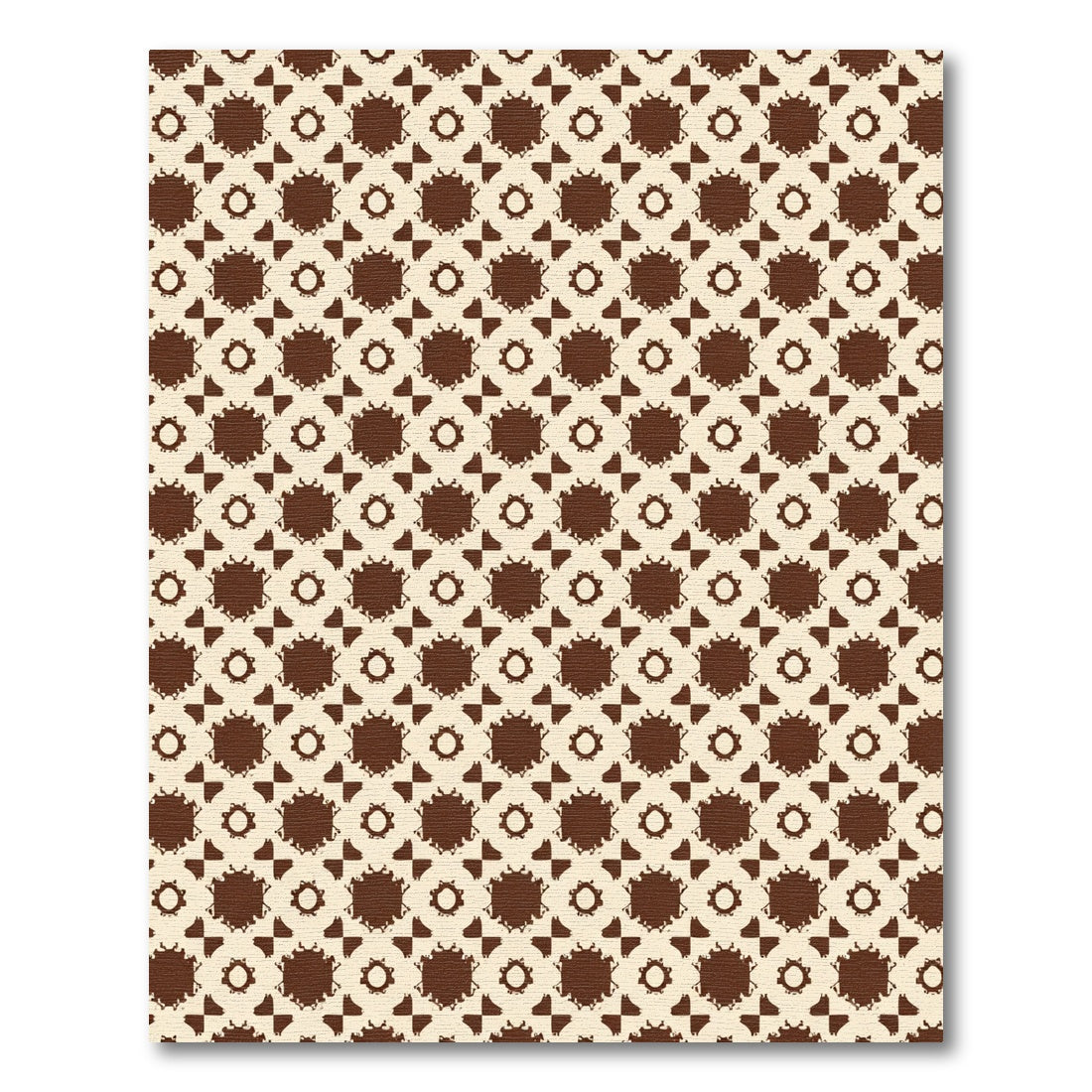 Cream Brown Starburst Geometric Repeat Rug