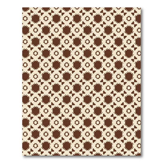 Cream Brown Starburst Geometric Repeat Rug