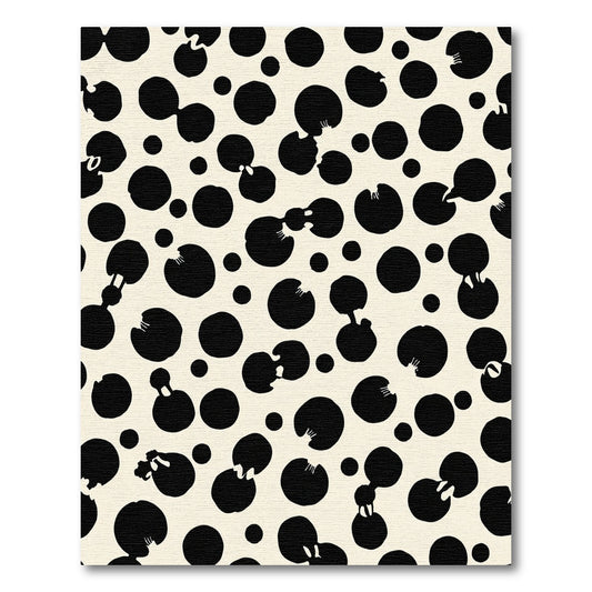 Abstract Black Dot Cream Ripple Rug