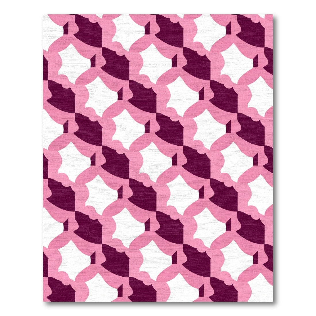 Crimson Pink Quatrefoil Geometric Rug