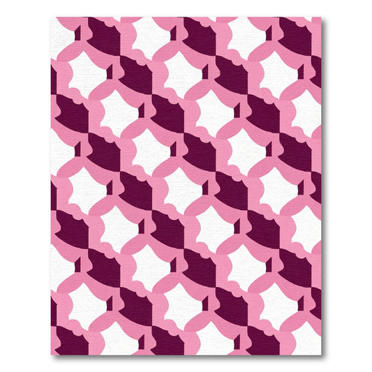 Crimson Pink Quatrefoil Geometric Rug