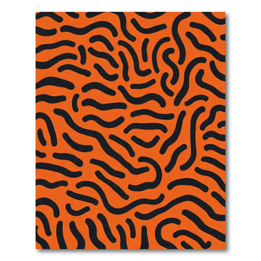 Bold Orange Black Wavy Lines Rug
