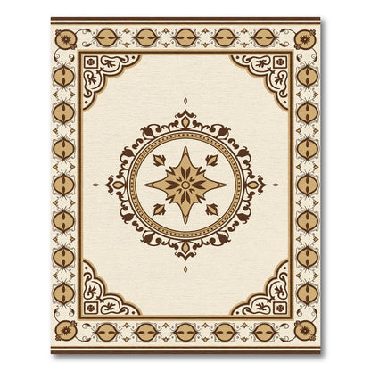Earthy Brown Classic Medallion Border Rug
