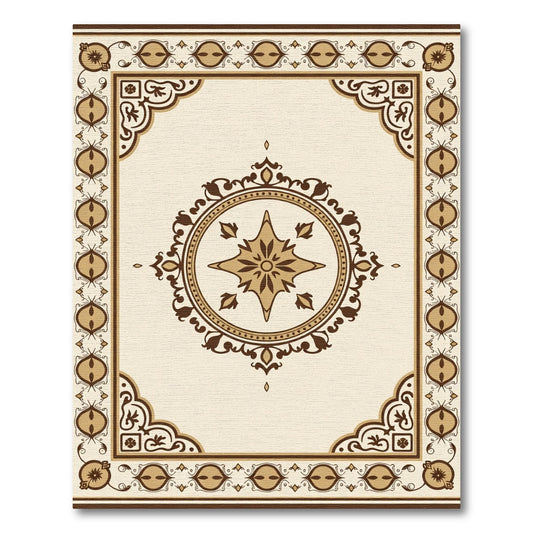 Earthy Brown Classic Medallion Border Rug