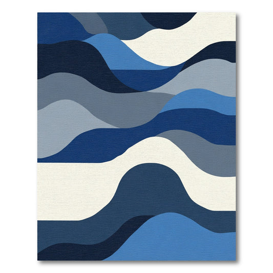 Indigo Blue Abstract Wave Layer Rug