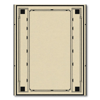 Geometric Black and Beige Border Rug