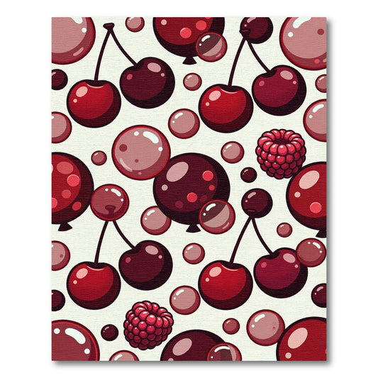 Red Cherry Raspberry Bubble Pattern Rug