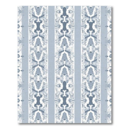 Pale Blue Symmetry Damask Stripes Rug