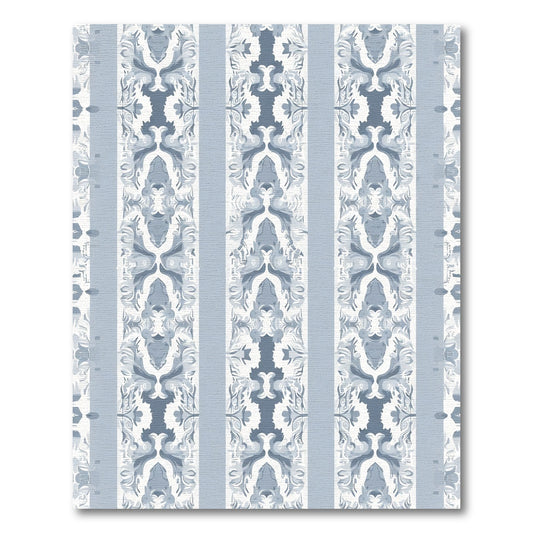 Pale Blue Symmetry Damask Stripes Rug