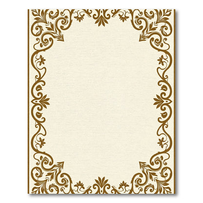 Rich Brown Floral Scroll Border Rug