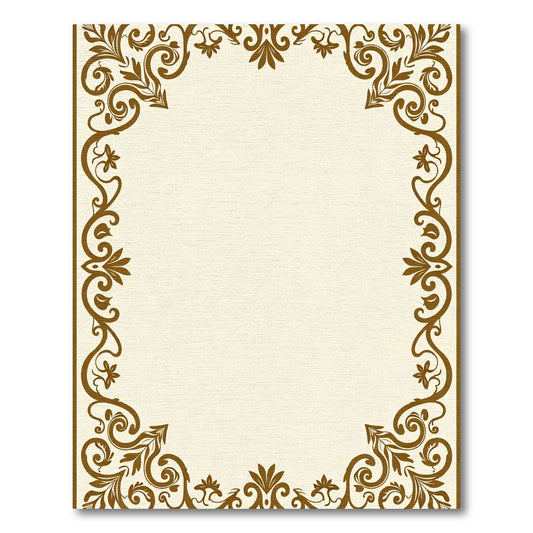 Rich Brown Floral Scroll Border Rug