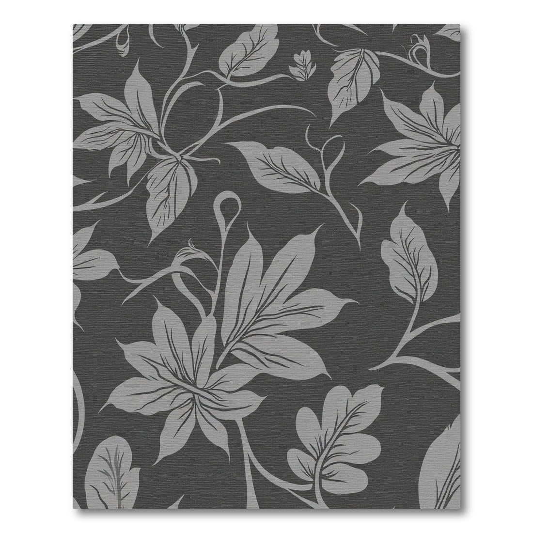 Charcoal Gray Floral Vine Rug