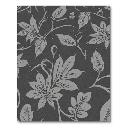 Charcoal Gray Floral Vine Rug