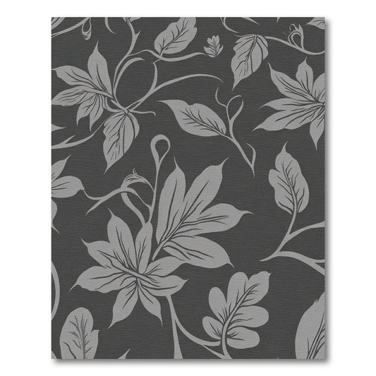 Charcoal Gray Floral Vine Rug