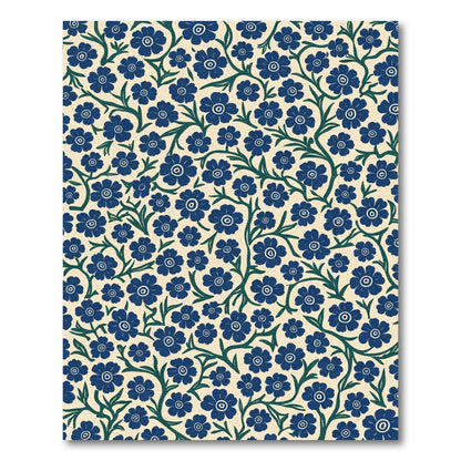 Navy Blue Floral Vine Garden Rug