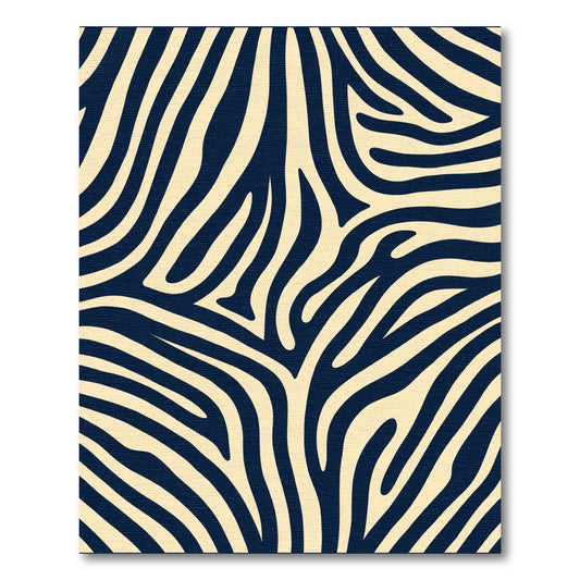 Navy Cream Zebra Stripes Rug