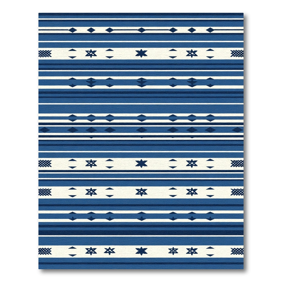 Navajo Blue Ethnic Stripe Star Rug