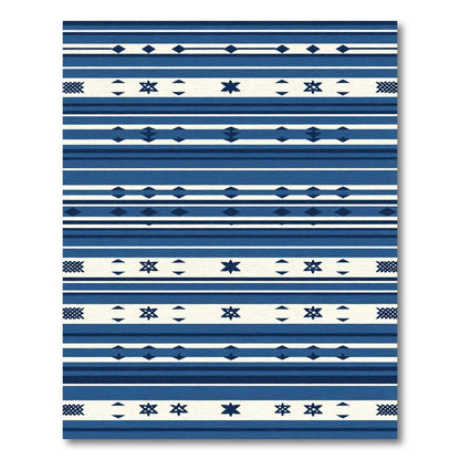 Navajo Blue Ethnic Stripe Star Rug
