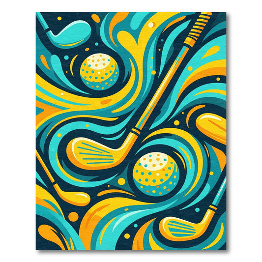 Vibrant Teal Golf Clubs Splash Rug