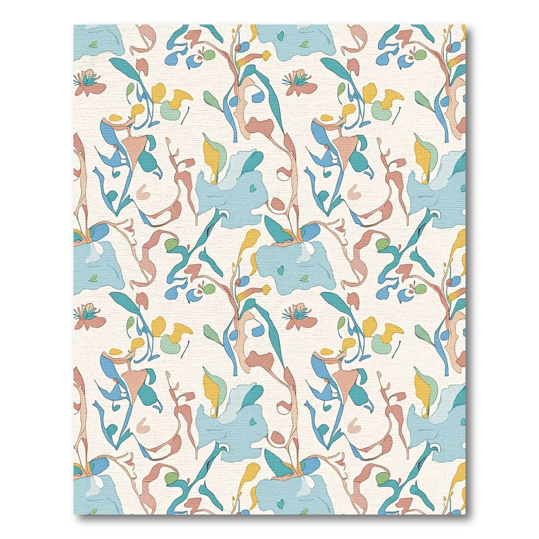 Abstract Mid Century Botanical Forms Rug