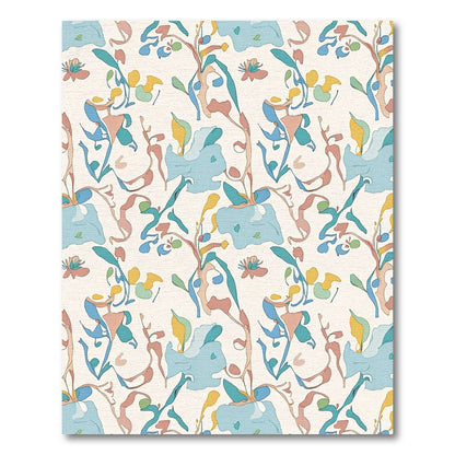 Abstract Mid Century Botanical Forms Rug