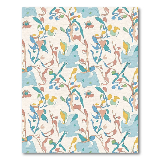 Abstract Mid Century Botanical Forms Rug