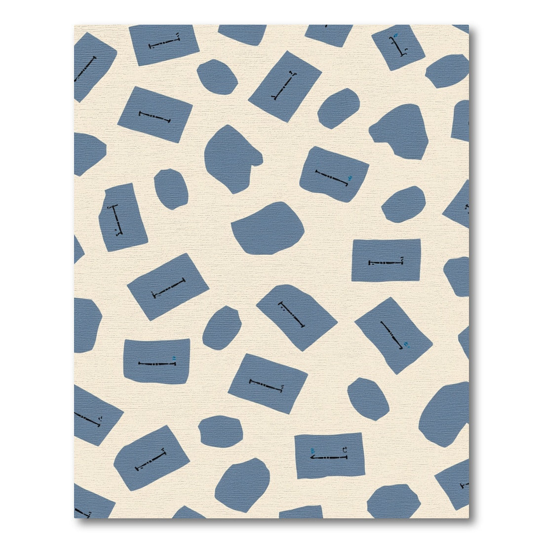 Blue Abstract Rectangles With Symbols Rug
