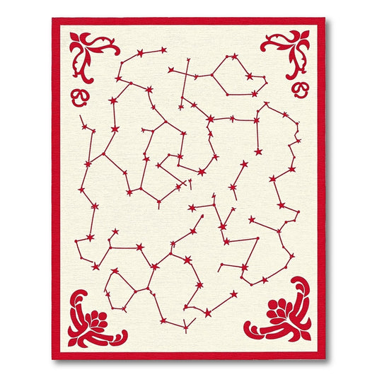 Crimson Constellation Swirl Border Rug