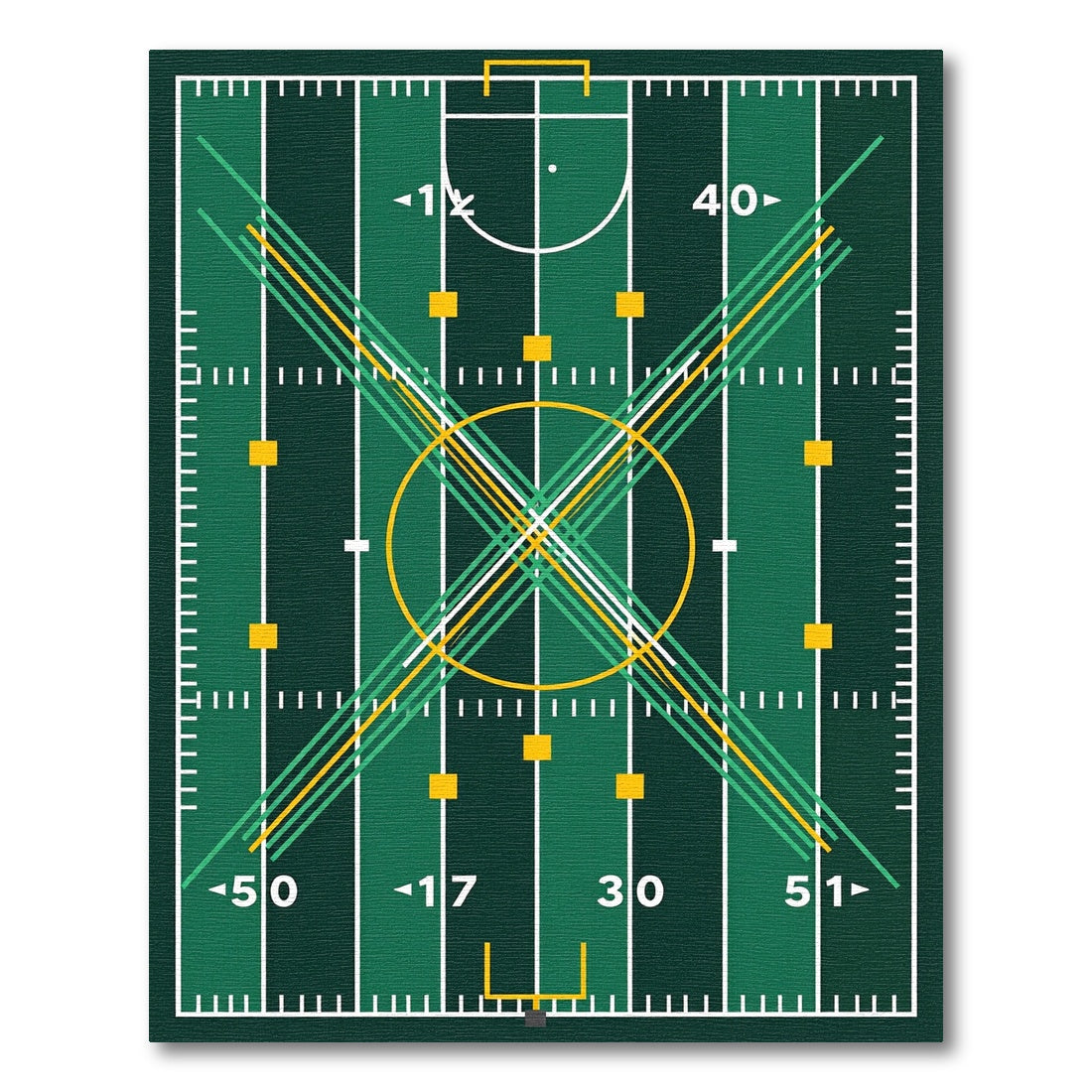 Geometric Forest Green Sports Field Composition Rug