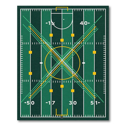 Geometric Forest Green Sports Field Composition Rug