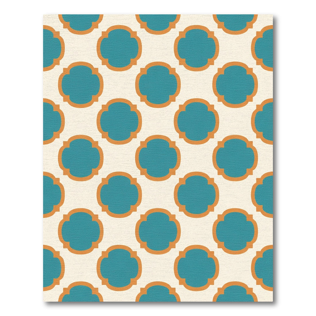 Teal Orange Quatrefoil Lattice Rug