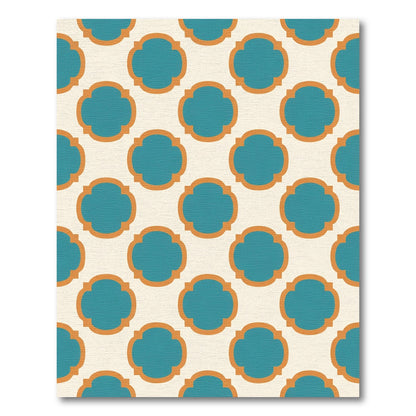 Teal Orange Quatrefoil Lattice Rug