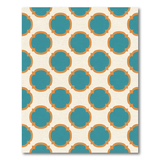 Teal Orange Quatrefoil Lattice Rug