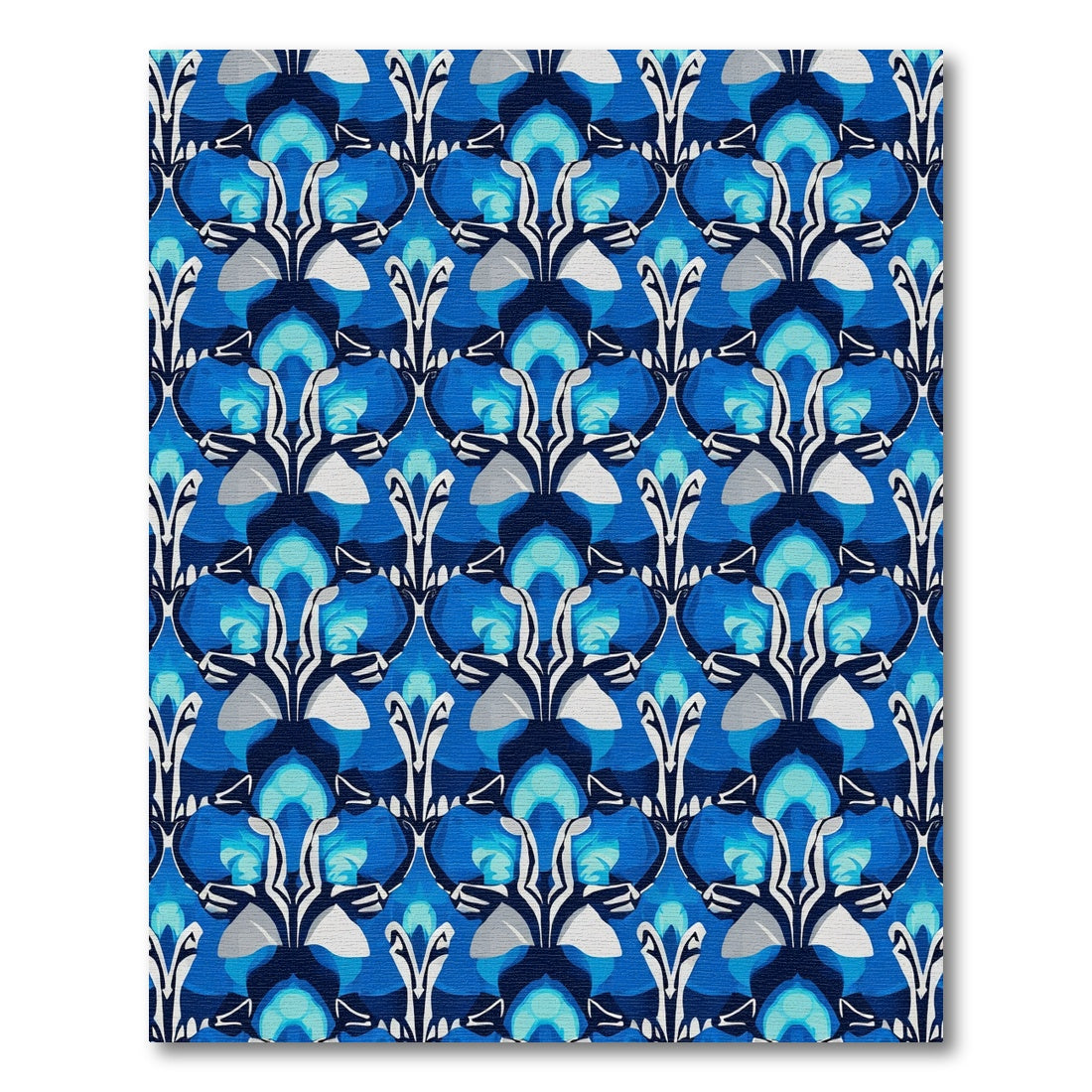 Art Deco Cobalt Blue Geometric Scallop Rug