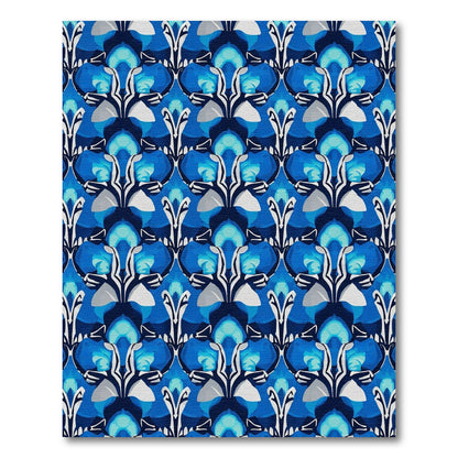 Art Deco Cobalt Blue Geometric Scallop Rug