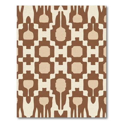 Brown Beige Abstract Tribal Rug