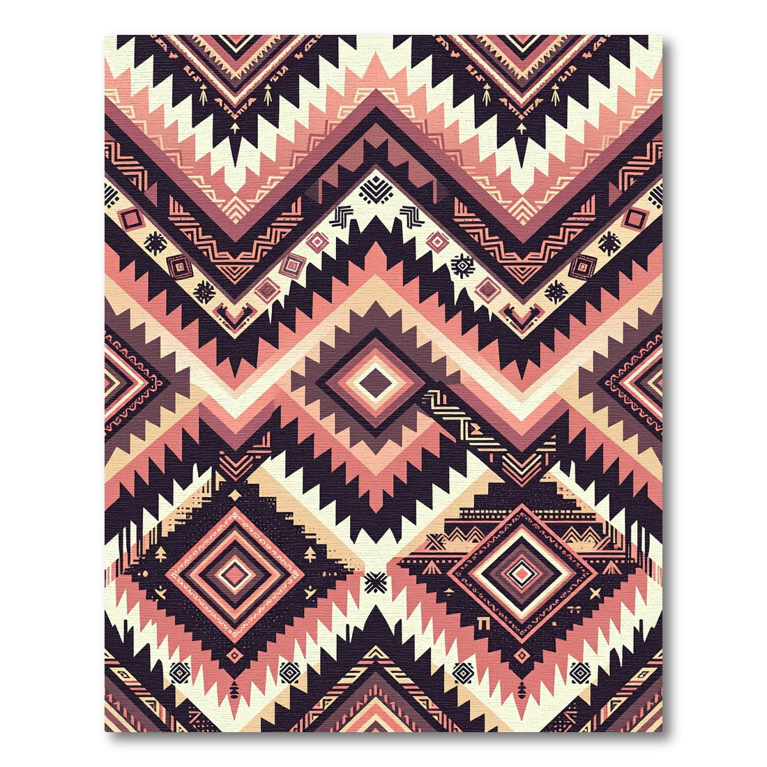 Terracotta Beige Geometric Diamond Chevron Rug
