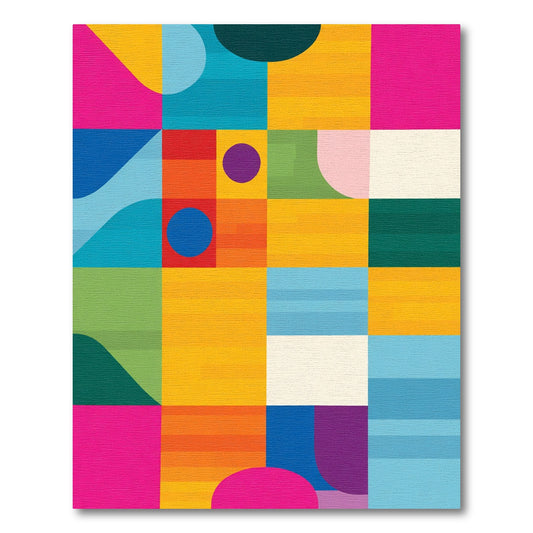 Colorful Geometric Blocks And Circles Rug