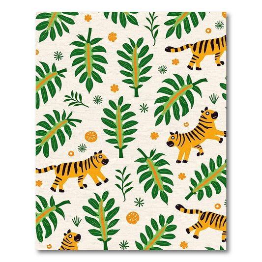 Jungle Tigers Green Leafy Animals Rug